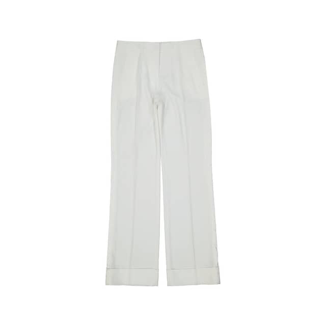 White Polyester Casual Pants