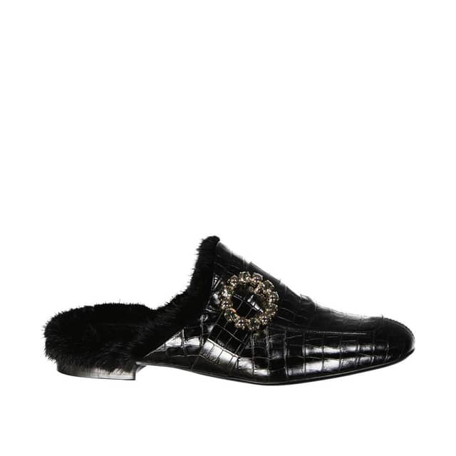 Black Calfskin Mules