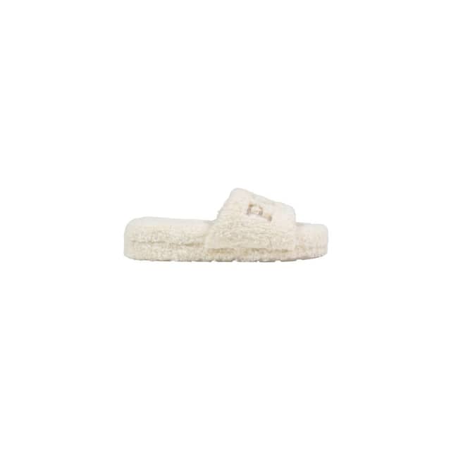 Cream Textile Slippers