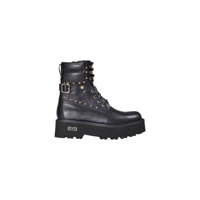 Black Leather Lace-Up Boots