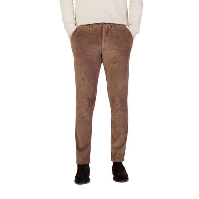 Brown Cotton Casual Pants