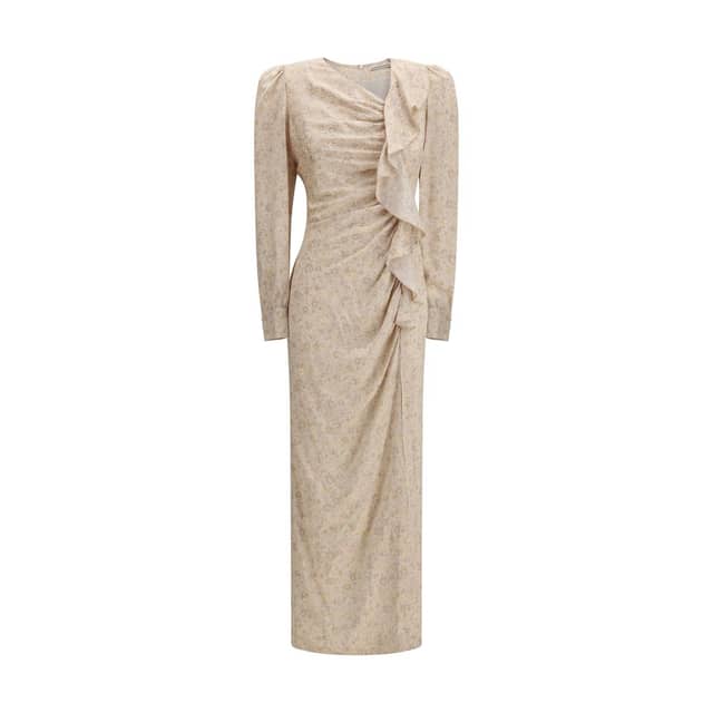 Beige Silk Casual Dress