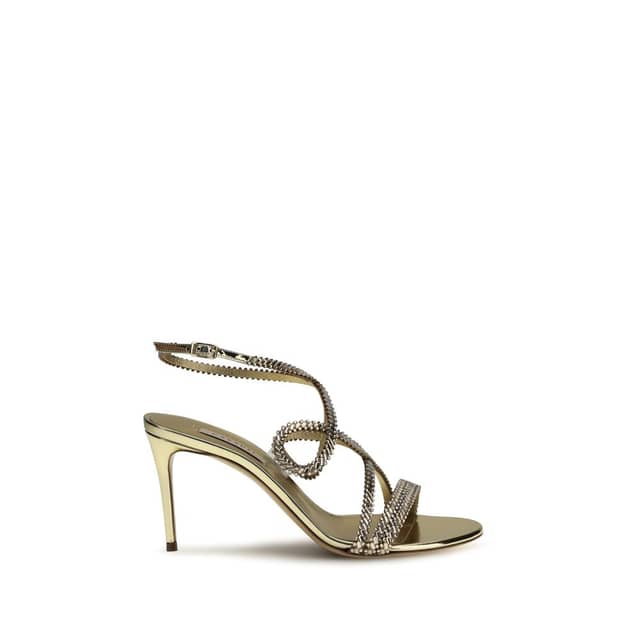 Gold Calf Leather Bos Taurus Stiletto Heel Sandals
