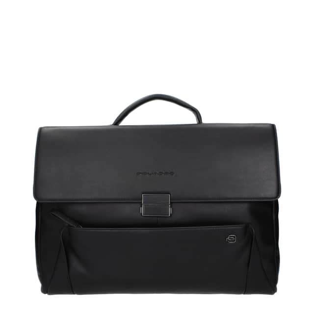 Black Leather Business And Laptop Bag