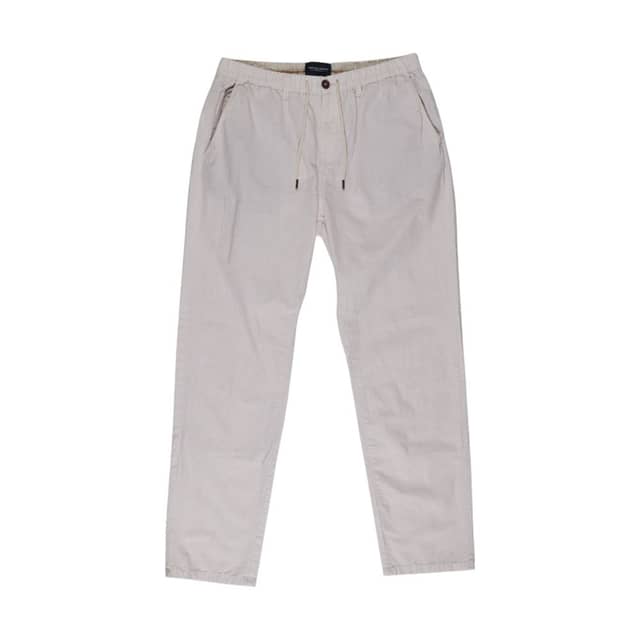 Beige Cotton Casual Pants