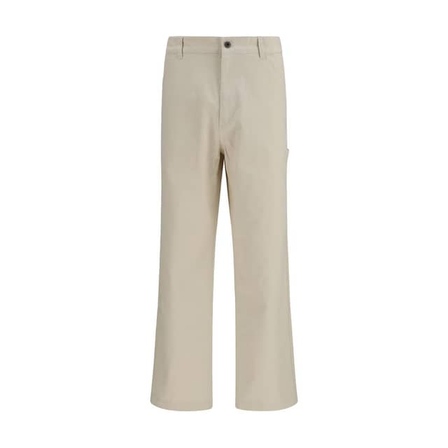 Beige Cotton Casual Pants