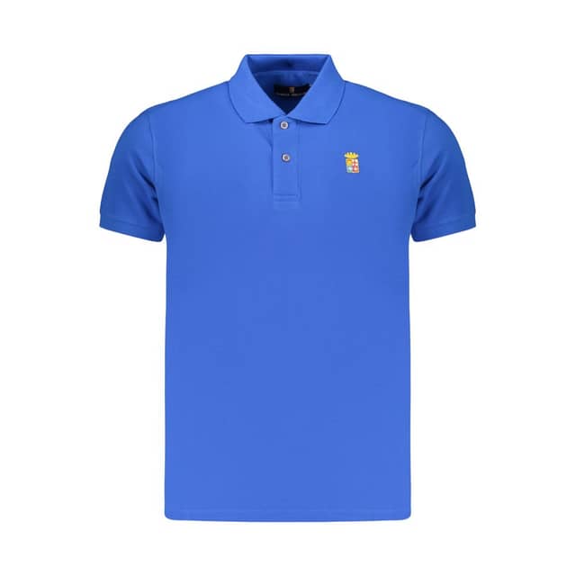 Blue Cotton Men Polo