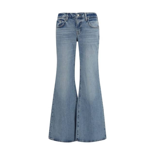 Blue Cotton Flared Jeans