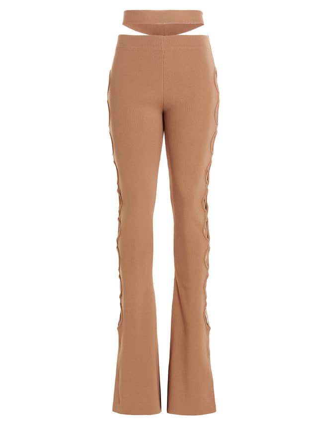 Beige Viscose Flared Pants