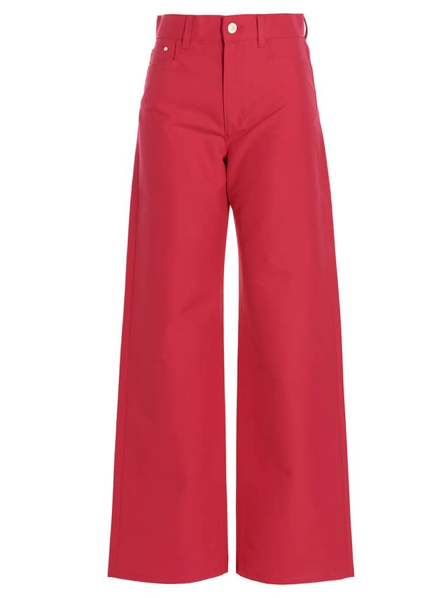 Fuchsia Cotton Flared Pants