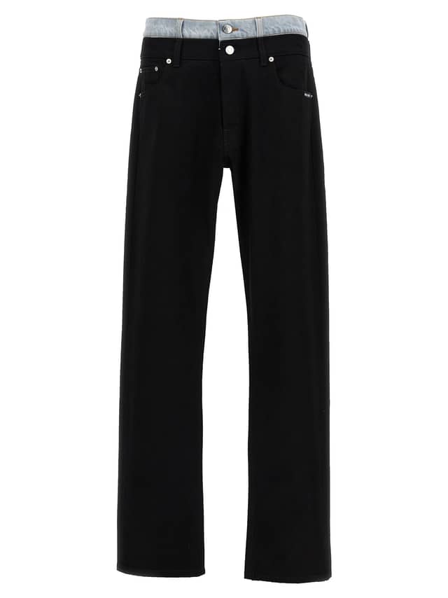 Black Cotton Straight-Leg Jeans