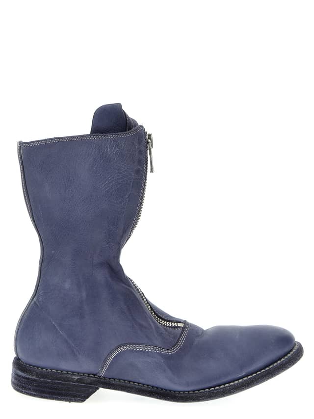 Purple Leather Ankle Boots