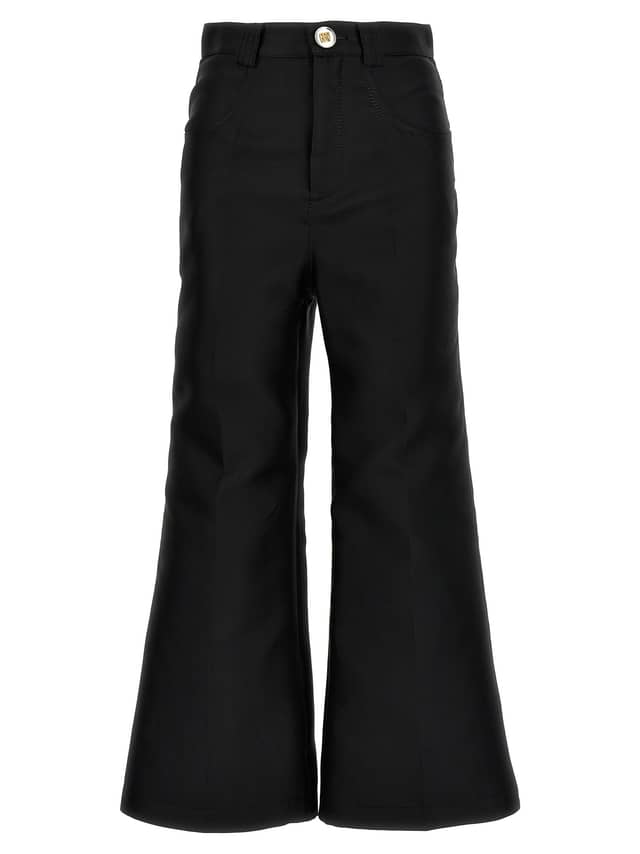 Black Polyester Flared Pants