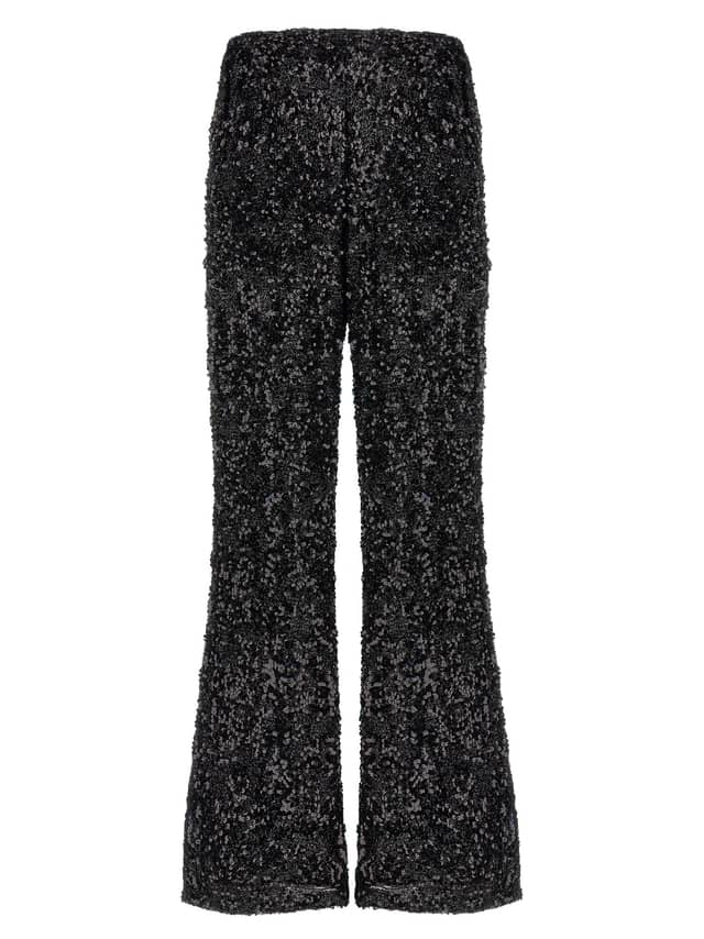 Black Polyester Flared Pants