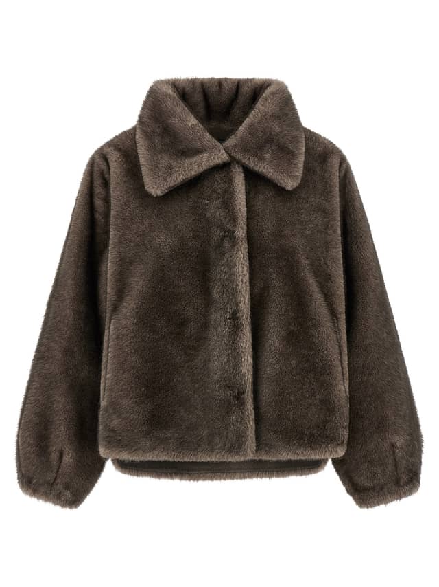 Brown Polyamide Full-Length Jacket