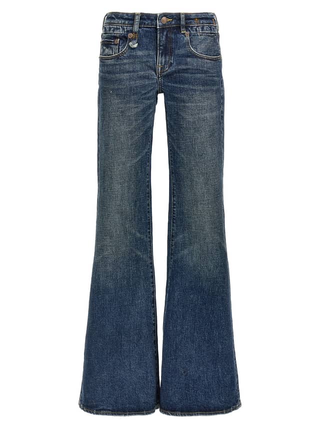 Blue Cotton Flared Jeans