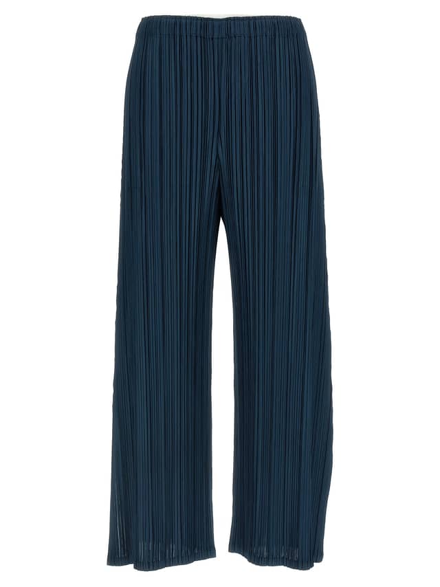 Blue Polyester Casual Pants