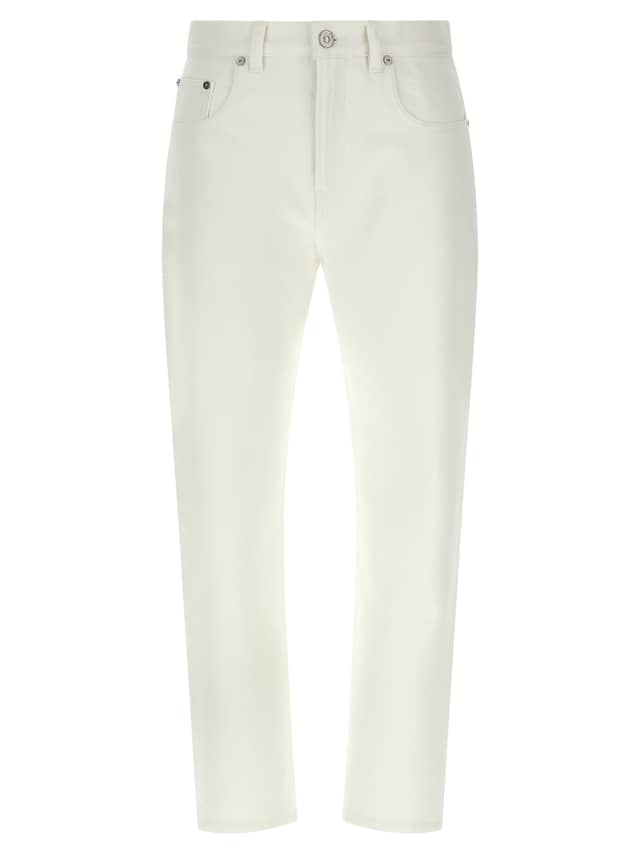 White Cotton High-Waisted Jean