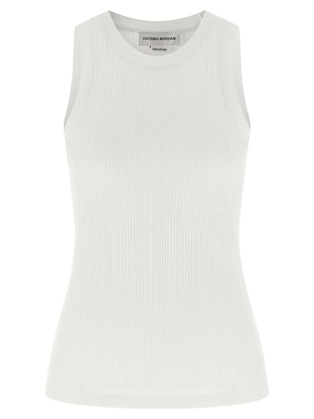 White Cotton Sleeveles T-Shirt
