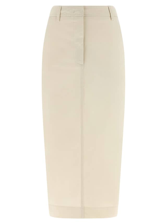 White Cotton Midi Skirt