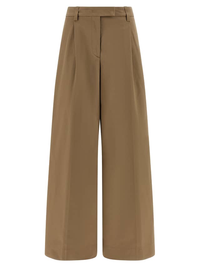Brown Cotton Casual Pants