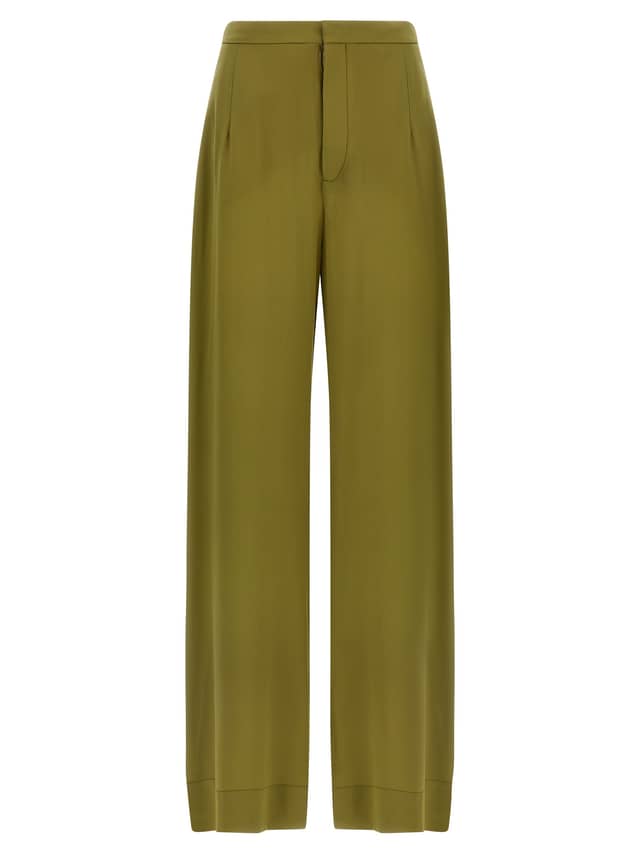Bicolor Silk Casual Pants