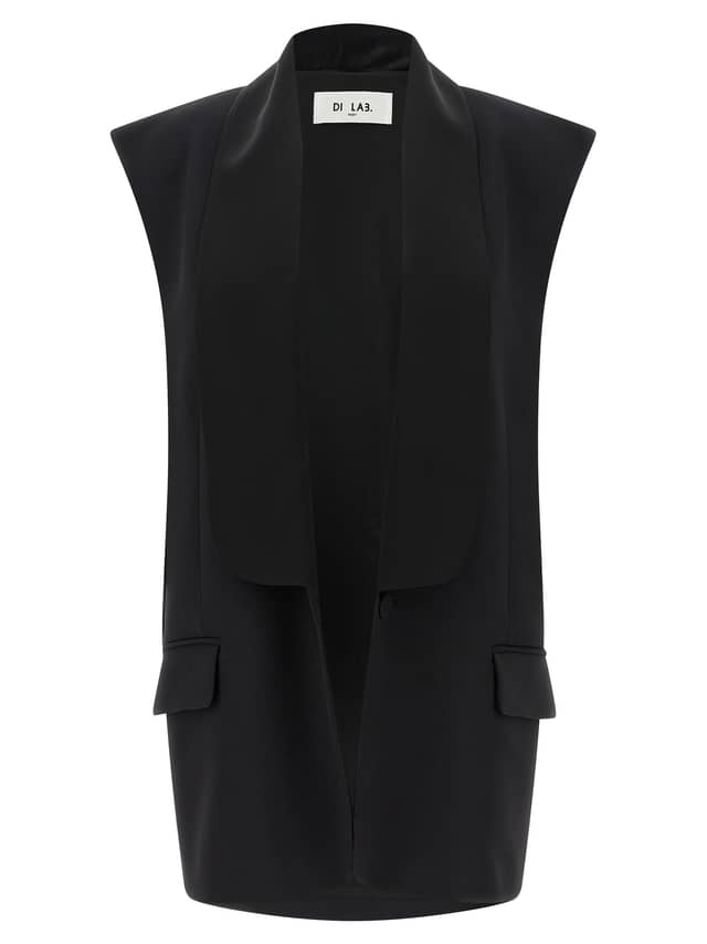 Black Viscose Sleeveless Jacket