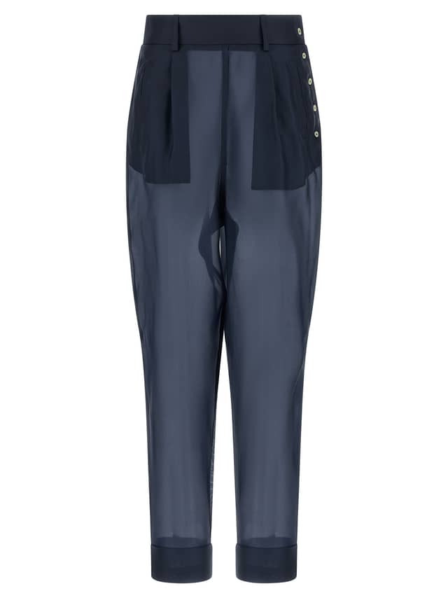 Blue Silk Casual Pants