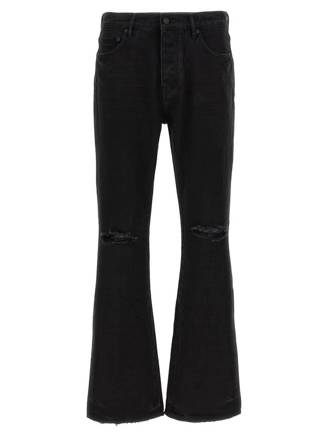 Black Cotton Flared Jeans