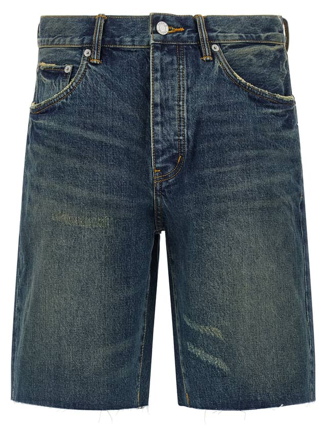 Blue Cotton Bermuda Shorts