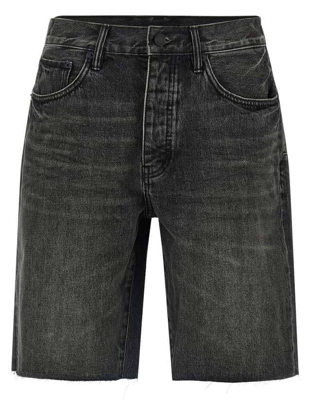 Black Cotton Bermuda Shorts