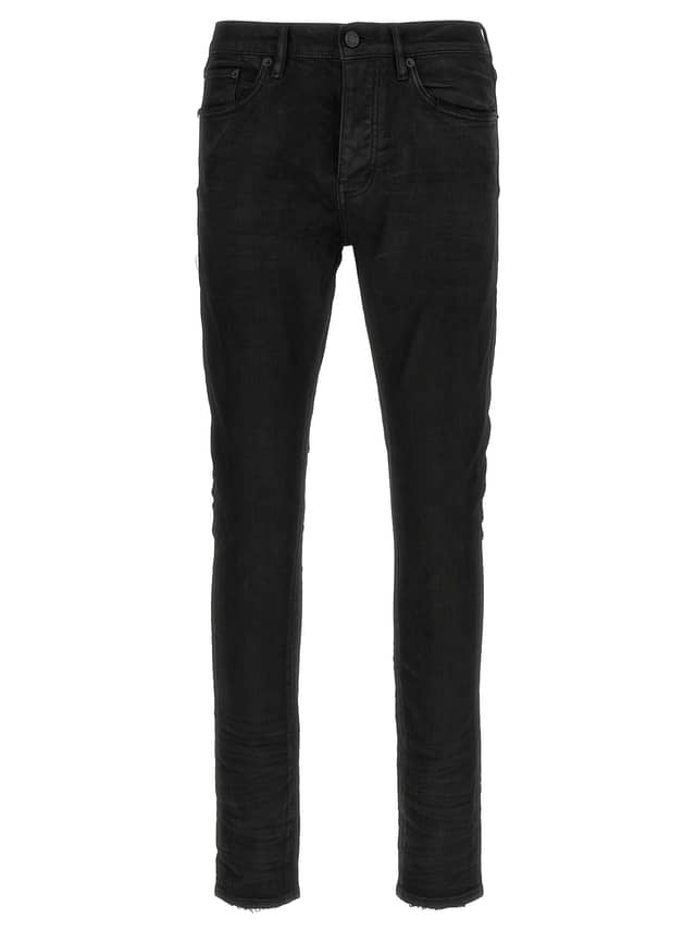 Black Cotton Tapered Jeans