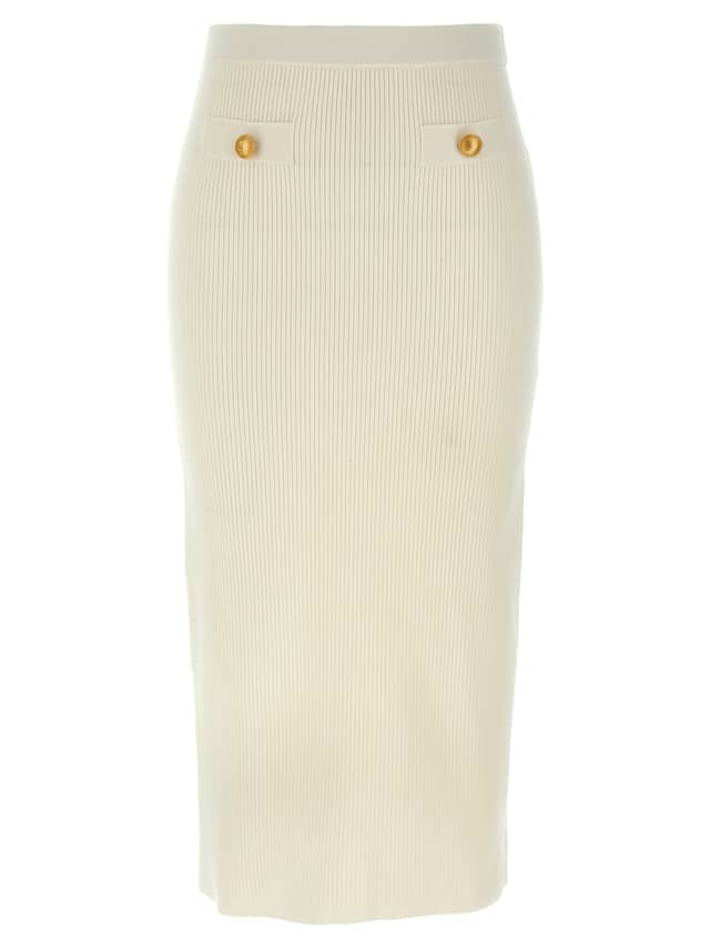 White Wool Midi Skirt