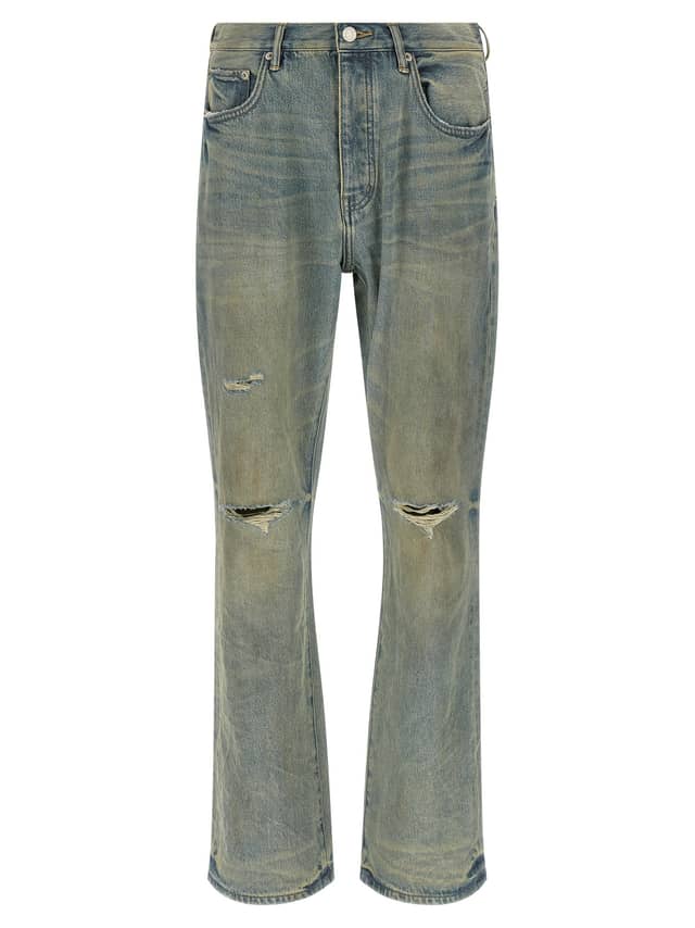 Blue Cotton Flared Jeans