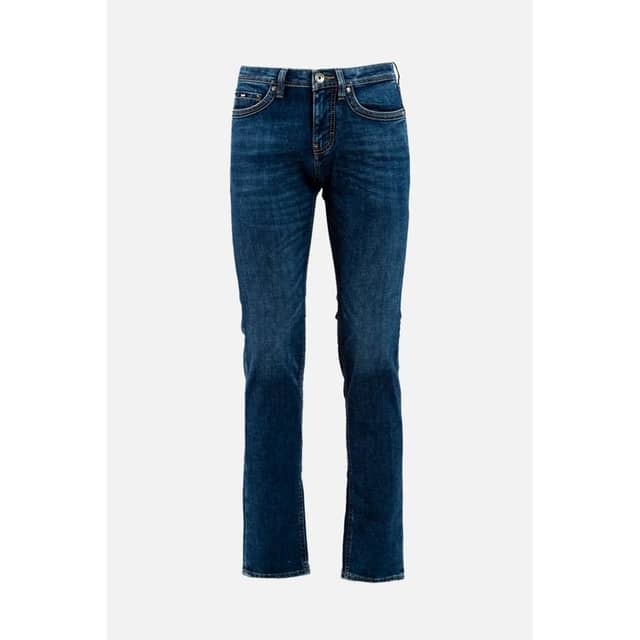 Blue Cotton Straight-Leg Jeans