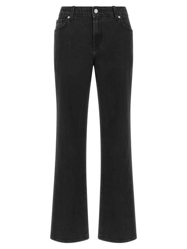 Black Cotton Flared Jeans
