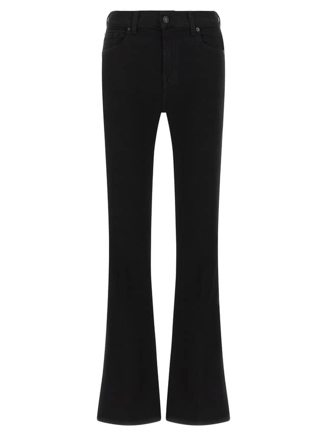 Black Cotton Bootcut Jeans