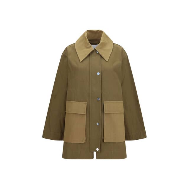 Bicolor Cotton Full-Length Jacket