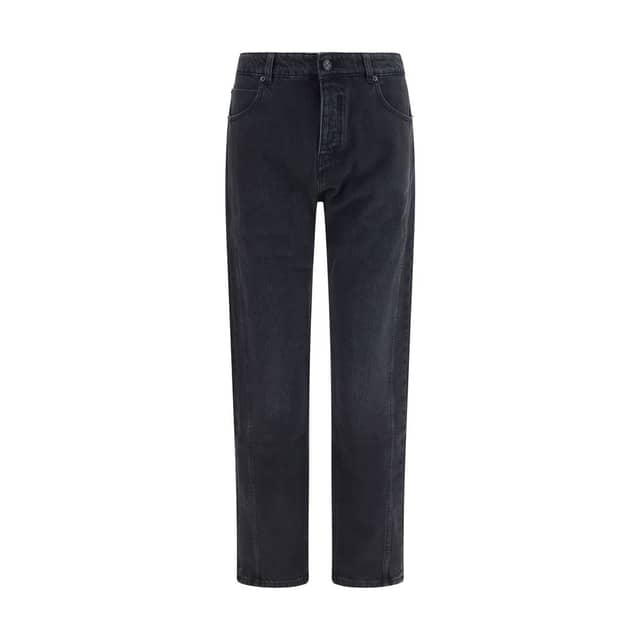 Black Cotton Straight-Leg Jeans