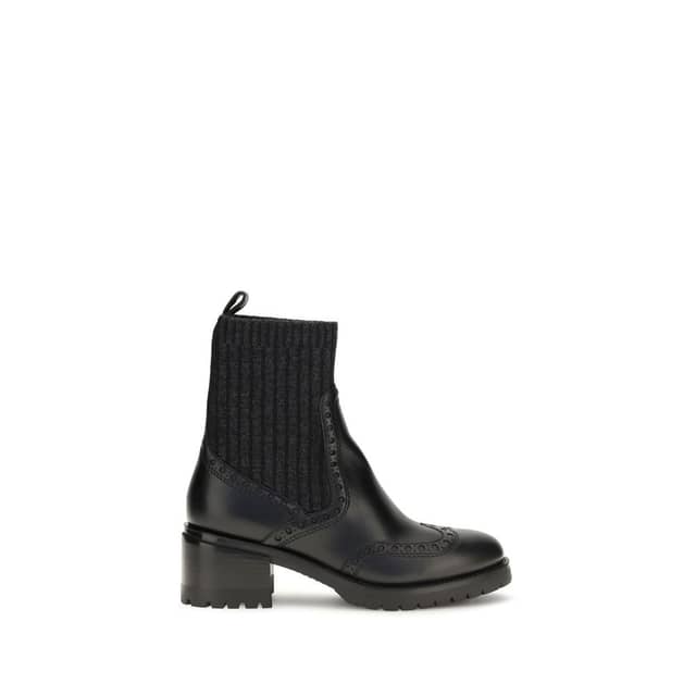 Black Calf Leather Bos Taurus Ankle Boots