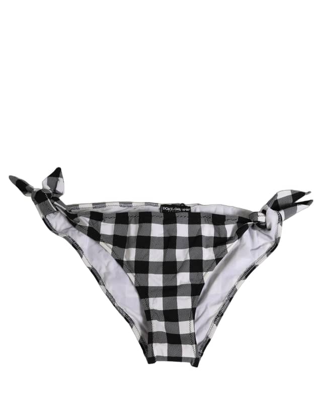 Black White Checkered Beachwear Bikini Bottom