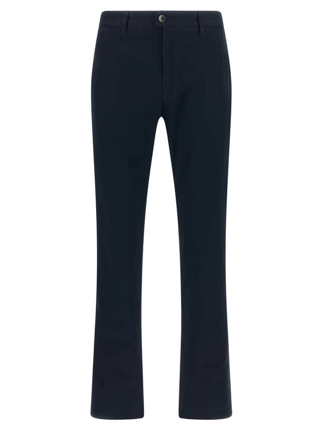 Blue Cotton Casual Pants