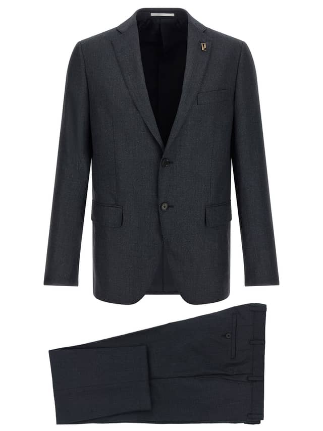 Gray Polyester Two-Piece Suit