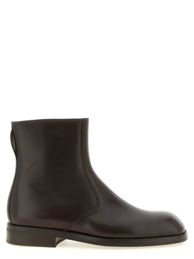 Brown Lamb Leather Ankle Boots