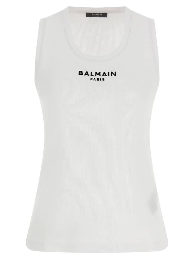 White Cotton Sleeveles T-Shirt