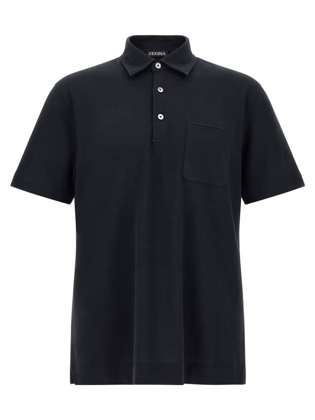 Blue Cotton Polo Shirt