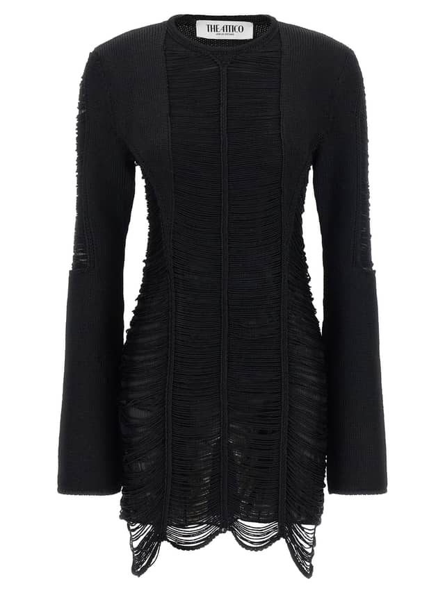Black Viscose Short Dress