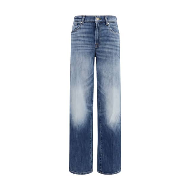 Blue Cotton Straight-Leg Jeans