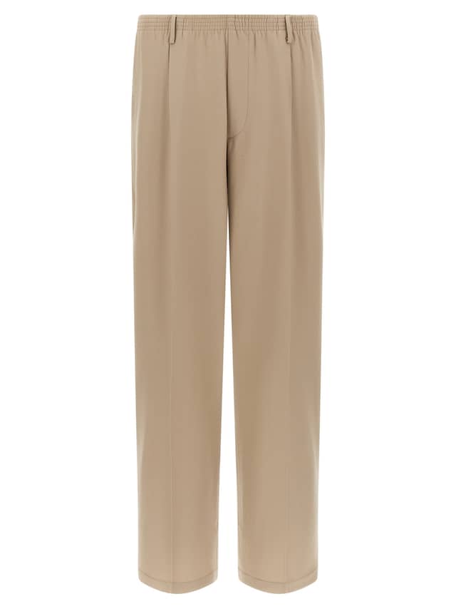 Beige Virgin Wool Casual Pants