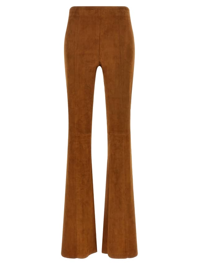 Brown Lamb Leather Flared Pants